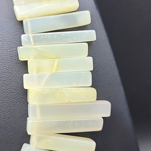 Flat Slab 830 Cts White Agate Natural Gemstone Beaded Necklace Handmade Beads - Picture 5 of 9